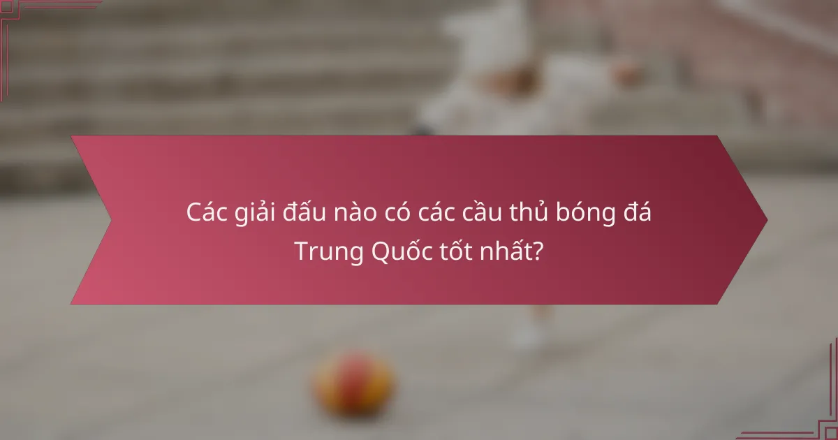 Các giải đấu nào có các cầu thủ bóng đá Trung Quốc tốt nhất?