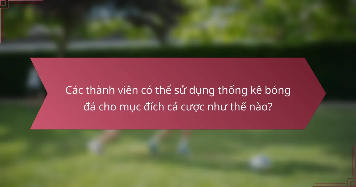 Các thành viên có thể sử dụng thống kê bóng đá cho mục đích cá cược như thế nào?
