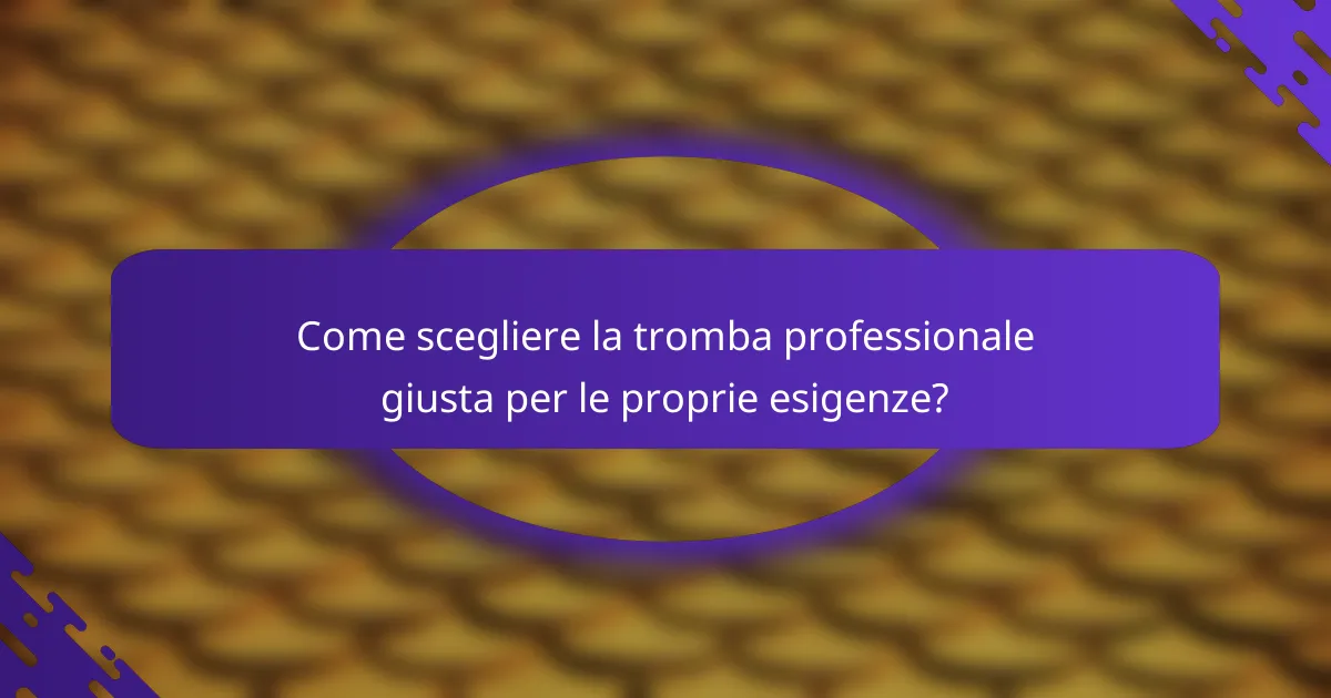 Come scegliere la tromba professionale giusta per le proprie esigenze?