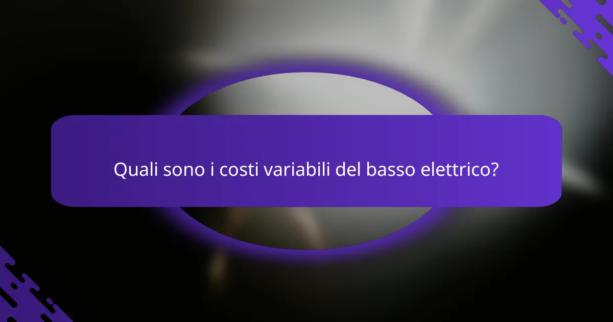 Quali sono i costi variabili del basso elettrico?