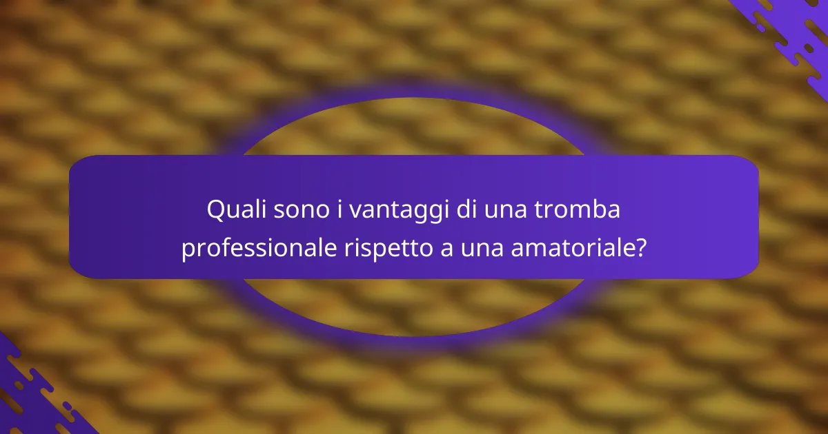 Quali sono i vantaggi di una tromba professionale rispetto a una amatoriale?